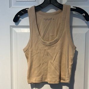 Abercrombie & Fitch Neutral Ribbed Crop Tank Top